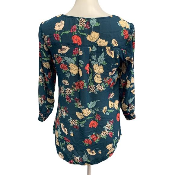Maurices XS Lightweight Floral Cross Front Polyester Long Sleeve Blouse Top - Picture 4 of 6